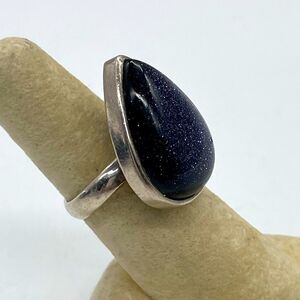 Sterling Silver 925  with Blue Sandstone Gem  Ring adjustable